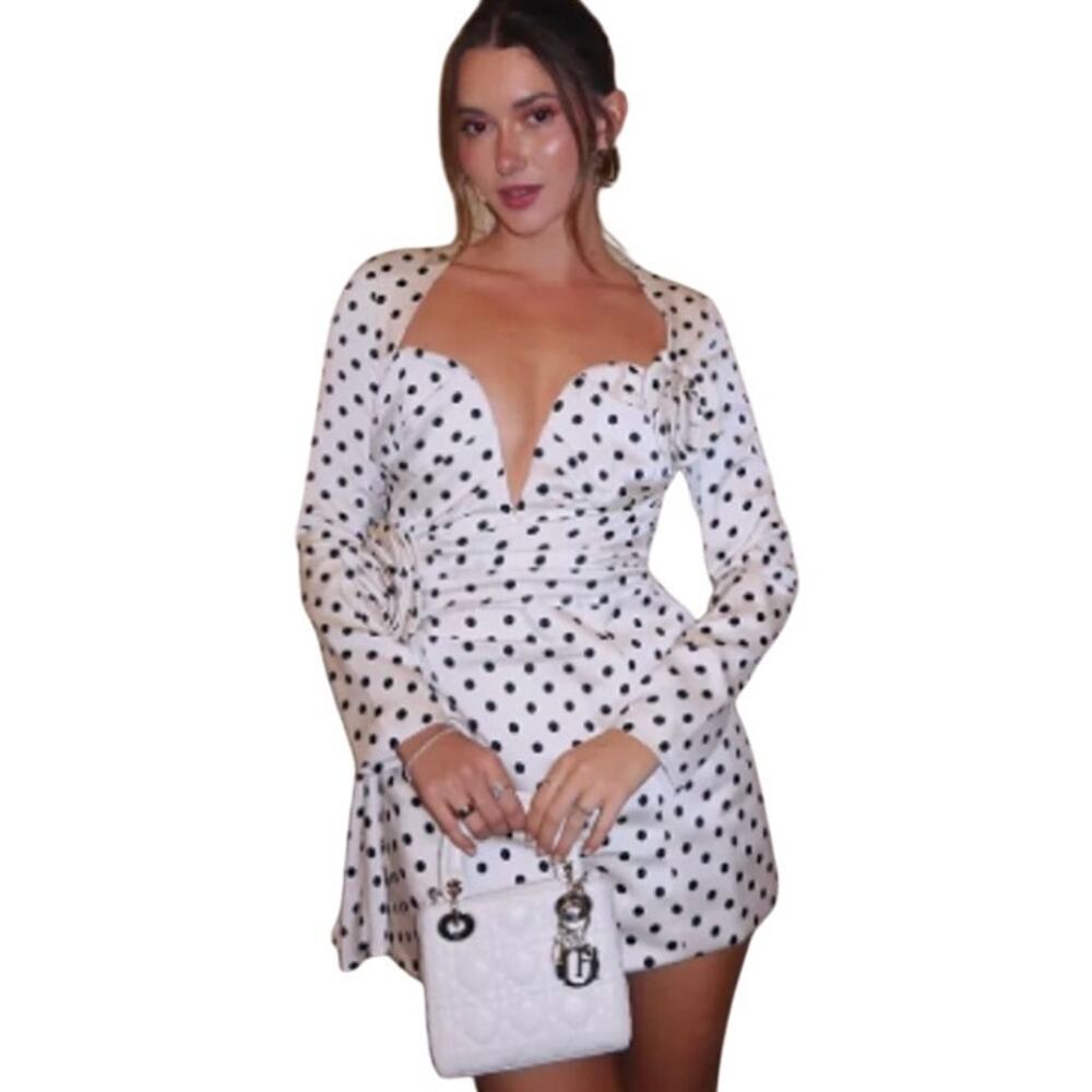 NEW Atoir The Missy Birthday Unique Bridal Dress White Black Polka Dot REVOLVE